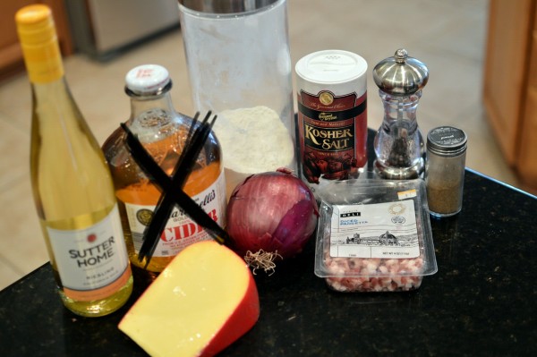 Gouda, Pancetta, and Onion Fondue with Pretzels