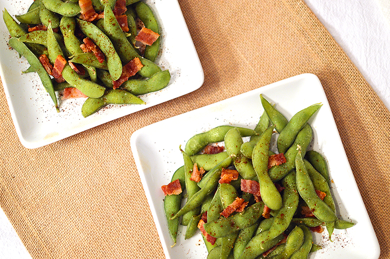 Bacon chili powder edamame