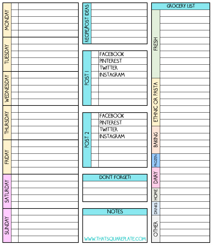 To Do Grocery Post-Planner Printable from thatsquareplate.com