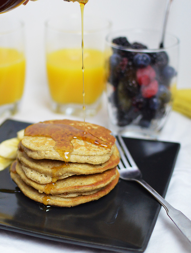 Need a healthy, vegan, gluten-free breakfast?? These pancakes are the perfect option! Such a simple recipe, and the pancakes taste like banana bread! The recipe is from BeachBody's FIXATE cookbook -- enter the giveaway for THIS cookbook on my site through November.