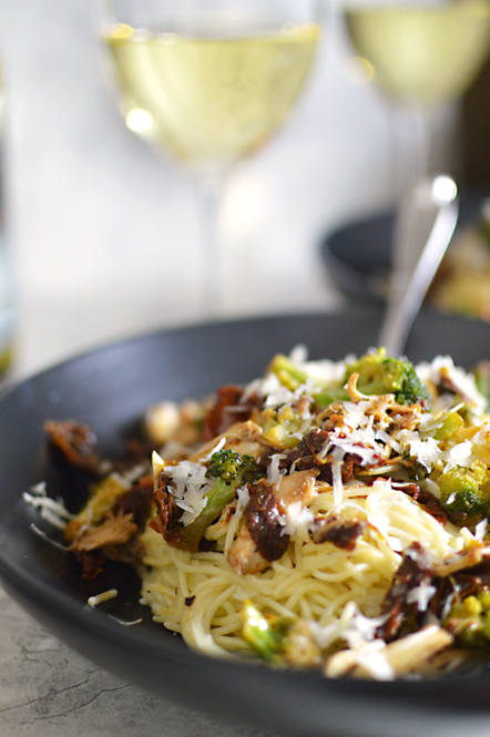 Broccoli, Sundried Tomato and Crab Pasta with a Chardonnay Cream Sauce