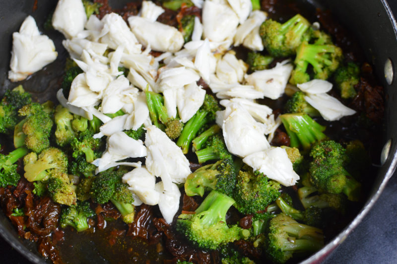 Broccoli, Sundried Tomato and Crab Pasta with a Chardonnay Cream Sauce