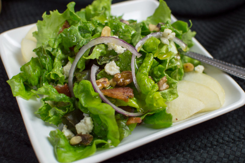 Pear, Bacon, & Gorgonzola Salad with a Brandy Vinaigrette