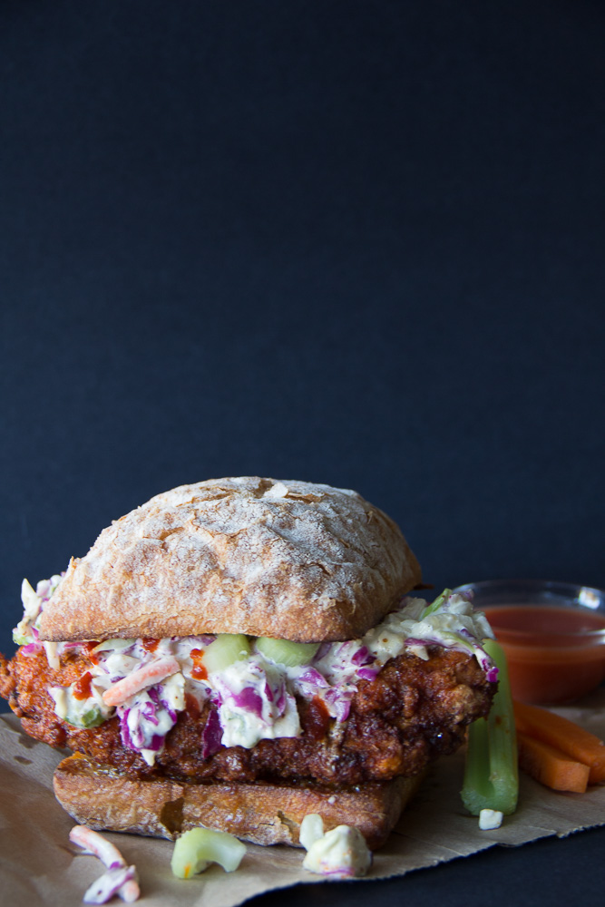 Buffalo Chicken Sandwich with a Gorgonzola Slaw from Say Grace