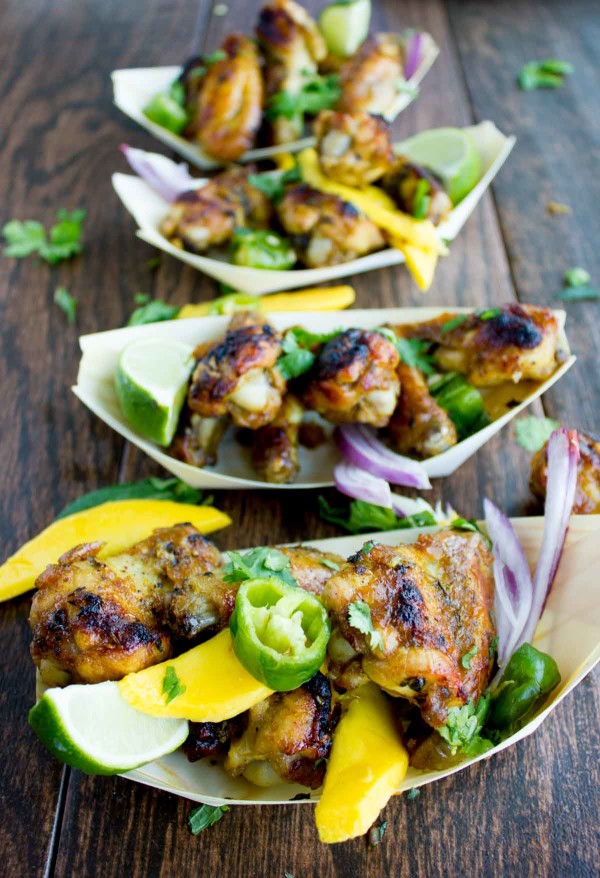 Spicy Mango Chicken Wings from Two Purple Figs