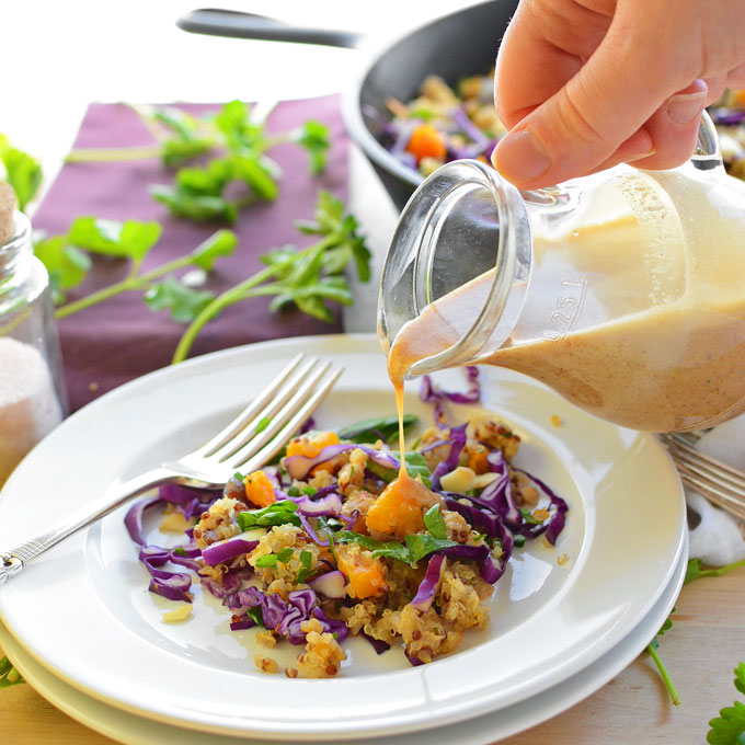 Warm Butternut Cabbage, Quinoa & Almond Salad