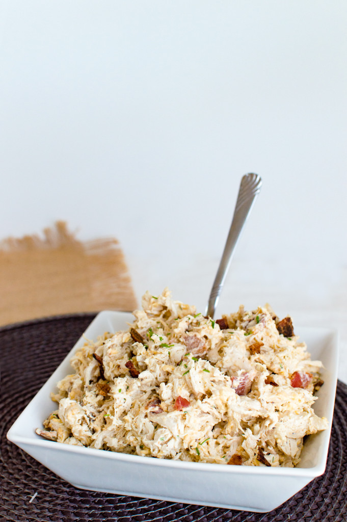 Chicken salad with an indulgent mix of cheddar, bacon, and chives throughout.