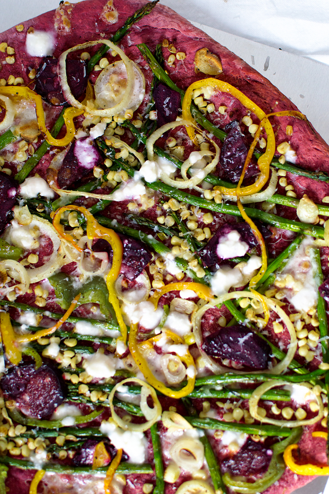 Loved the way this beet pizza crust turned out, it tasted amazing, and I pretty much added everything from the fridge that I needed to use. It turned out SUPER tasty!