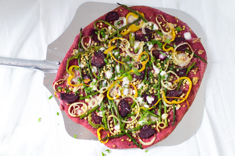 Loved the way this beet pizza crust turned out, it tasted amazing, and I pretty much added everything from the fridge that I needed to use. It turned out SUPER tasty!