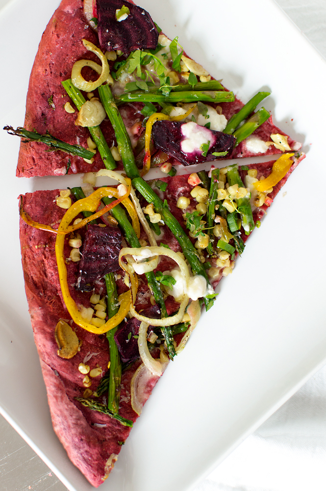 Loved the way this beet pizza crust turned out, it tasted amazing, and I pretty much added everything from the fridge that I needed to use. It turned out SUPER tasty!