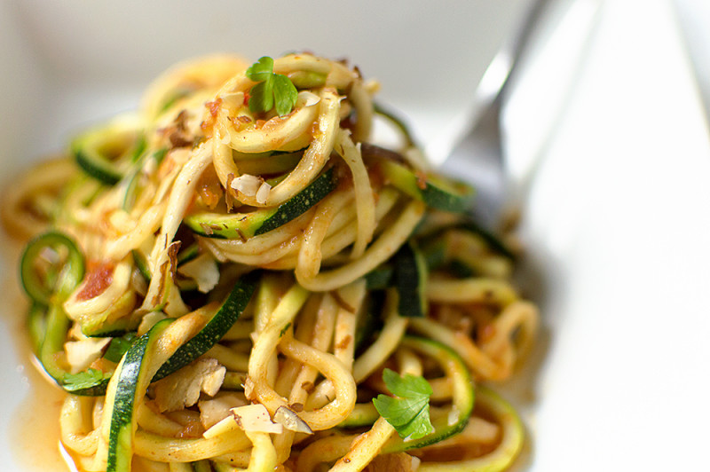 Loved how these Moroccan-inspired zoodles turned out. I really wanted to use some harissa I had just bought, so I combined it with tons of other Moroccan flavors and made a sauce that was DY-NA-MITE!