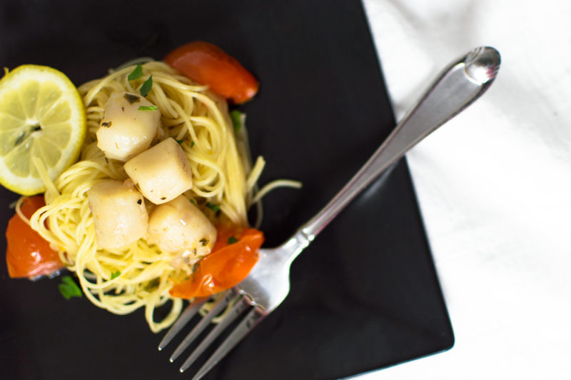 Tomato and Scallop Pasta with a Lemon-Vermouth Sauce