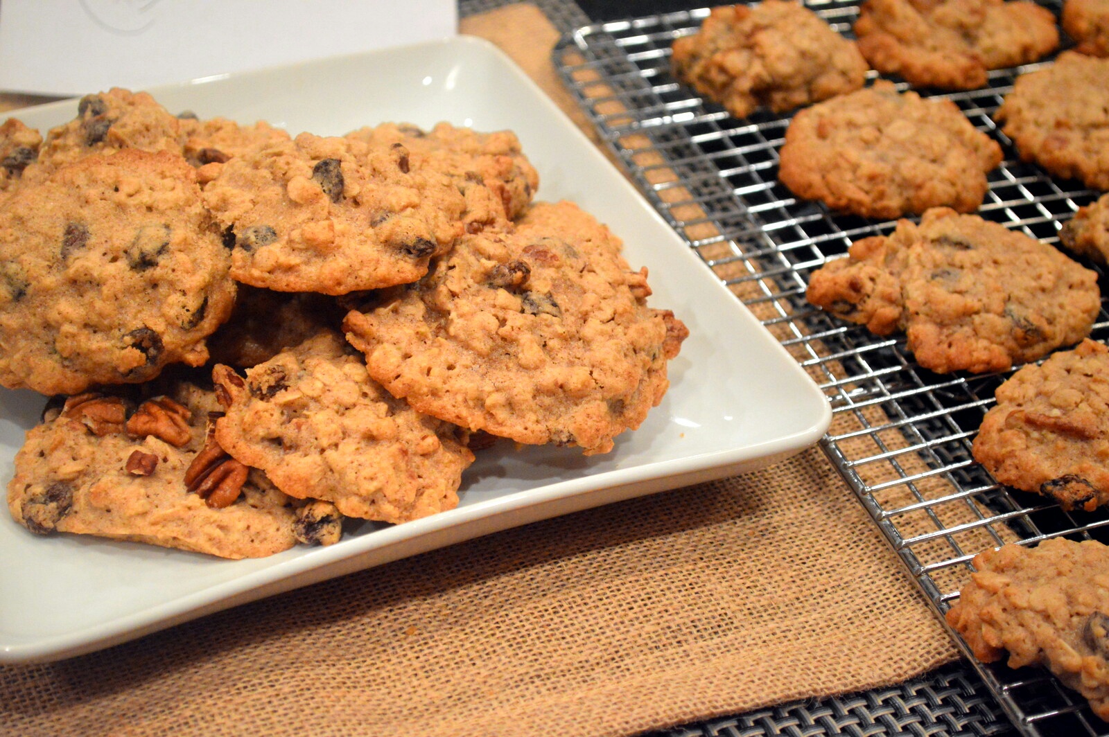 Raisin Pecan Oatmeal Cookies That Square Plate