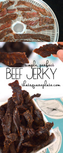 Sliced top round marinated in with a sweet and spicy marinade that is SO addicting. The jerky is perfect for a road trip or camping trip. from thatsquareplate.com